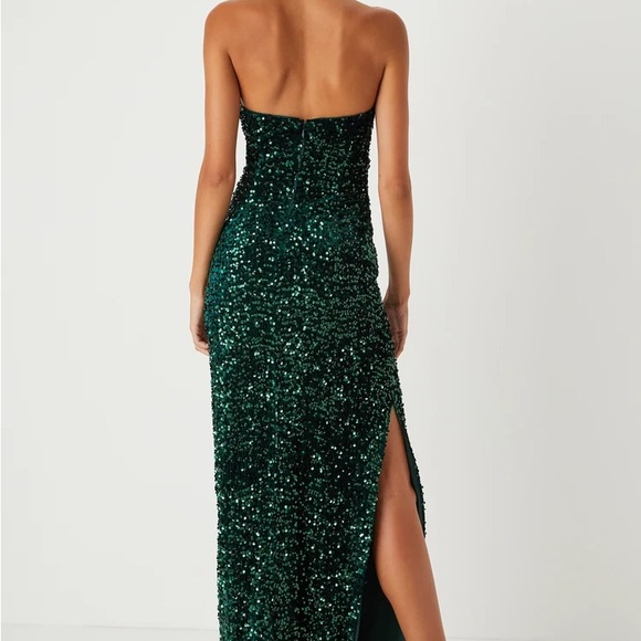 Lulu's Green Sequin Strapless Maxi Dress - Picture 2 of 3
